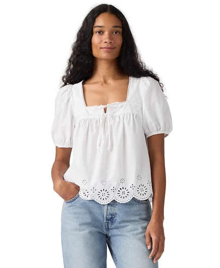 Женская блузка Levi's Darling с ажурной отделкой, белая