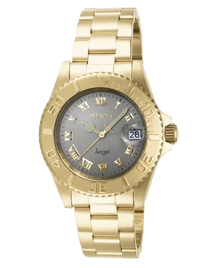 Женские часы Invicta 14366 Angel Quartz с 3 стрелками и светло-серым циферблатом из золота