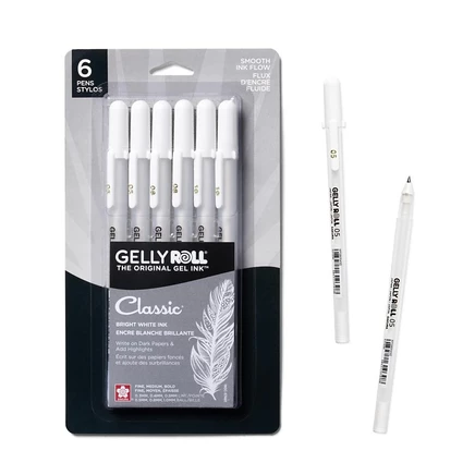 Набор гелевых ручек Sakura Gelly Roll 6 шт., белые