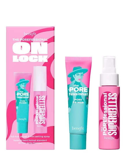 Косметика Benefit Cosmetics, 2 шт. Набор для ухода за порами POREfessional с праймером и фиксирующим спреем, белый