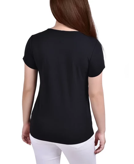 Женский топ NY Collection petite с коротким рукавом, черный