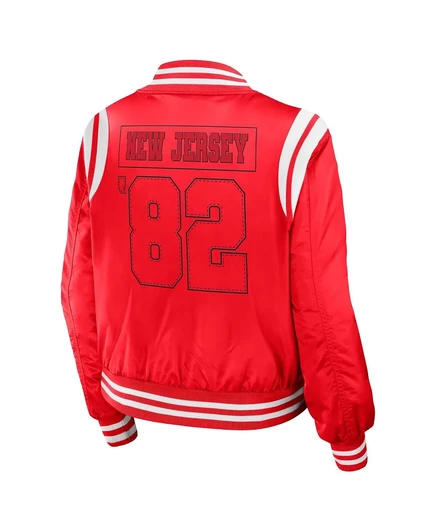 Женская красная куртка-бомбер New Jersey Devils Baller на молнии от Erin Andrews от бренда WEAR by Erin Andrews red