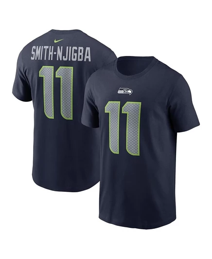 Мужская футболка Nike Jaxon Smith-Njigba Navy Seattle Seahawks с выбором игрока в первом раунде драфта НФЛ 2023 года с именем и номером игрока blue