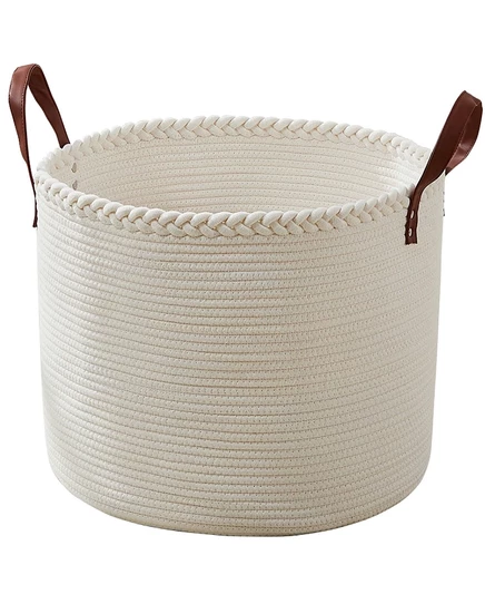 Корзина для белья Ornavo Home из хлопка, 53×36 см, бежевая