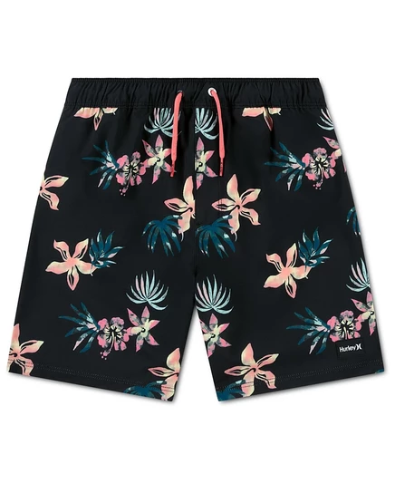 Детские плавки Hurley с цветочным принтом, на кулиске, черные