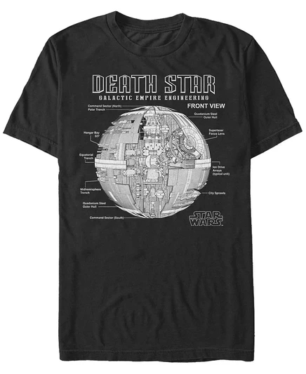 Мужская черная классическая футболка с коротким рукавом Death Star Galactic Engineering от Star Wars black