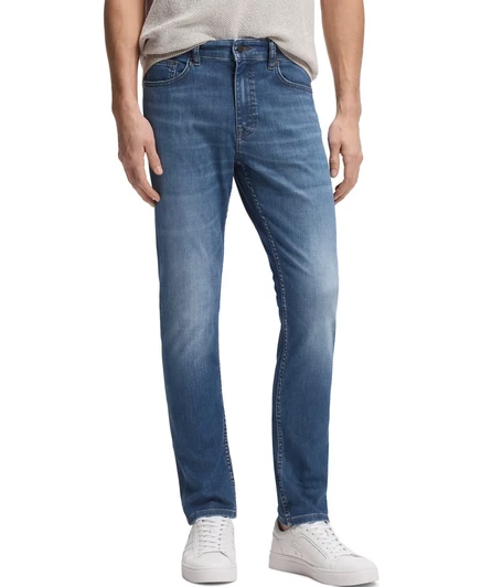 Мужские джинсы зауженного кроя Delaware Soft-Motion Denim от Boss by Hugo Boss синего цвета