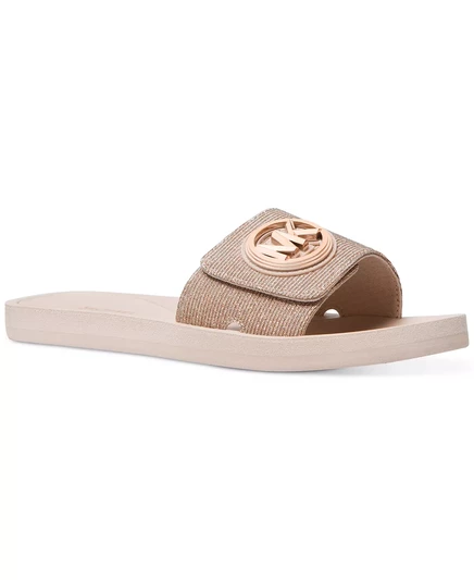 Женские босоножки MICHAEL MK Charm Pool Slide без застежки на плоской подошве soft pink/ rose gold