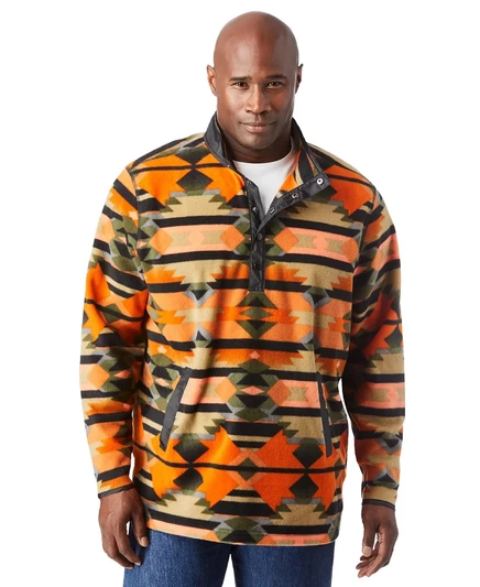 Флисовый пуловер KingSize Big & Tall Explorer olive aztec