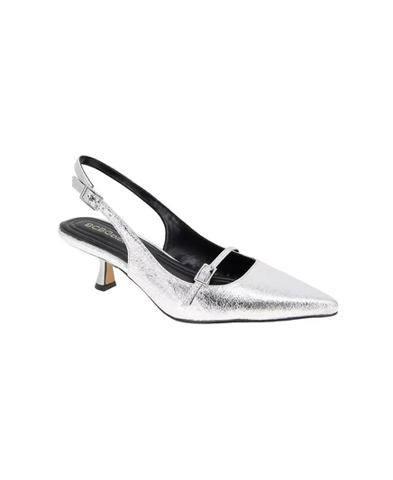  Женские туфли-лодочки на высоком каблуке Kami с откидной спинкой silver metallic