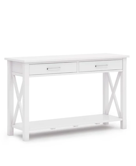 Simpli Home Kitchener Консольный диван-столик из массива дерева, белый
