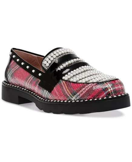  Женские мокасины на плоской подошве Darian, украшенные жемчугом red plaid