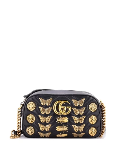 Женская сумка Pre-Owned Gucci Small GG Marmont, черная