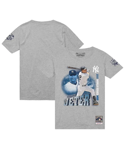 Мужская футболка Derek Jeter Heather Gray New York Yankees 2000 Subway Series MVP  heather gray