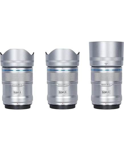 Набор объективов Sirui Sniper Series f/1.2 23/33/56 мм для Sony E, серебристый