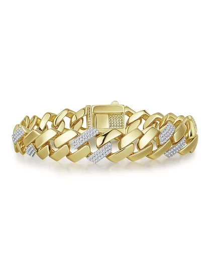 Браслет Rachel Glauber Radiant из 14-каратного золота с покрытием CZ Pave Cuban Curb Link золотой