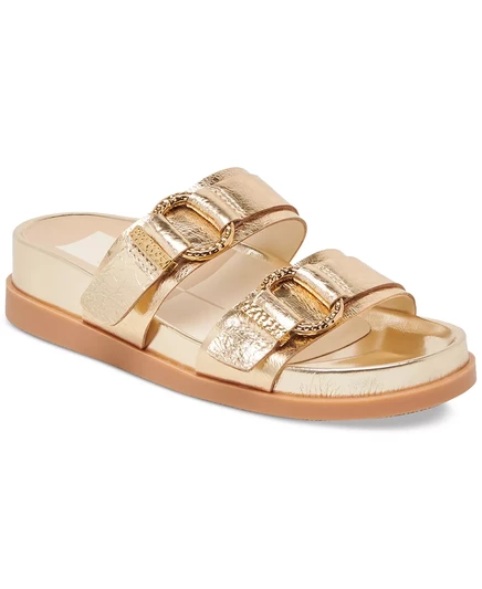  Женские босоножки на стельке из сои с двойной пряжкой gold distressed leather