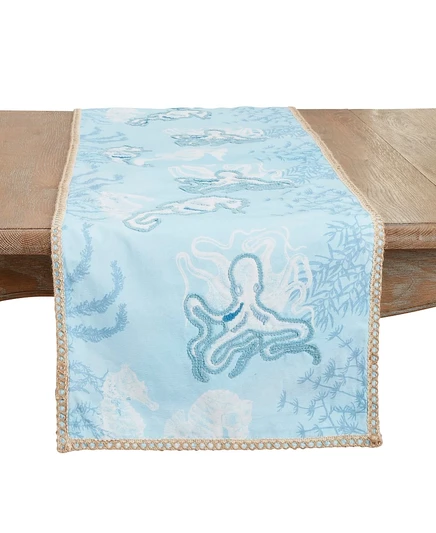 Дорожка для стола saro lifestyle sealife 16″x72″, синяя