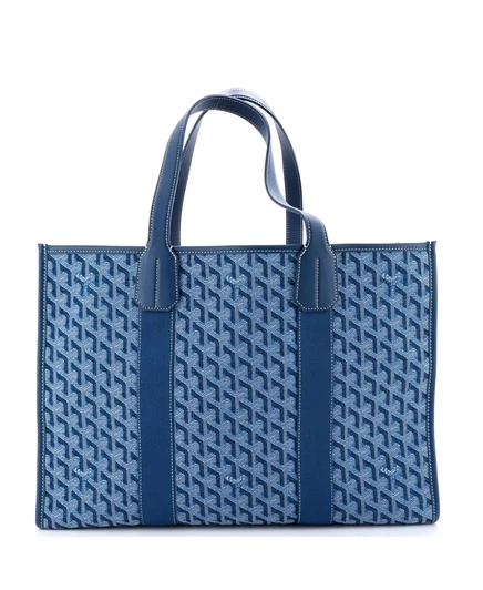 Бывшая в употреблении сумка Goyard MM Villette из полотна с покрытием синего цвета