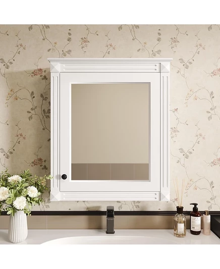 Настенный шкаф-зеркало CASAINC 61×69см MDF с полкой, белый