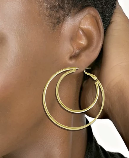 Серьги Essentials Double Row Omega Hoop 50 мм, золотистые