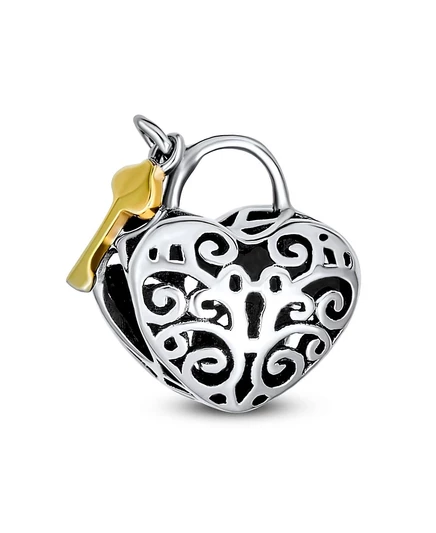 Шарм Bling Jewelry замок и ключ двухцветный, серебро/золото