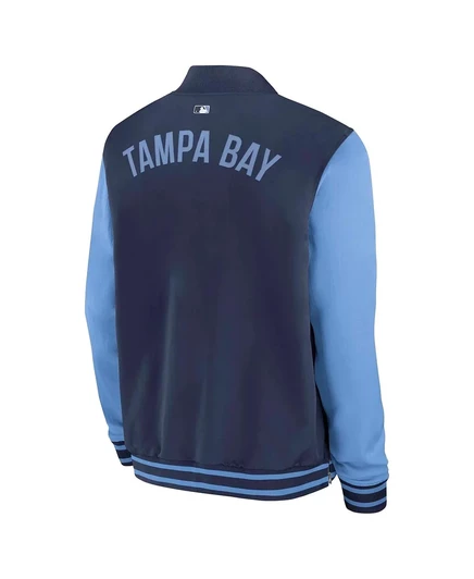 Мужская темно-синяя куртка-бомбер Nike Tampa Bay Rays Authentic Collection Dugout на полной молнии от Nike navy, light blue