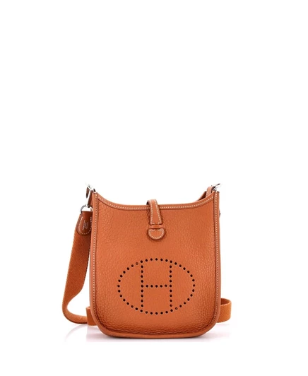 Женская сумка Hermès Evelyne TPM Gen III кожа Clemence, коричневая