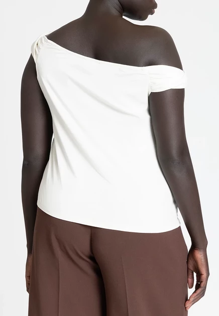 Топ с закручивающимися рукавами ELOQUII Plus Size Asym tofu