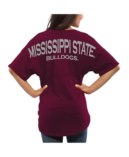Женская футболка Spirit Jersey Mississippi оверсайз, бордовая
