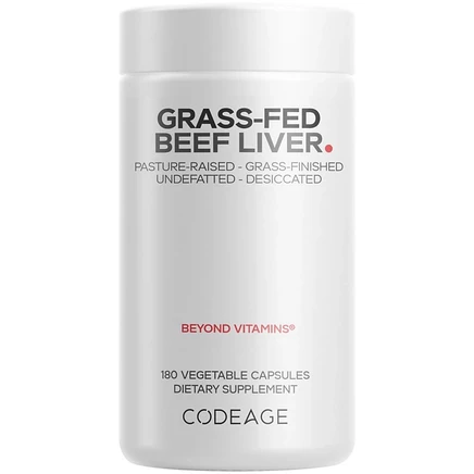 Биодобавка Codeage Grass-Fed Beef Liver 180 капсул, 3 000 мг