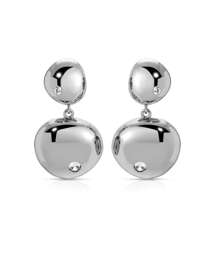 Серьги-капли из полированного двойного камешка Ettika rhodium