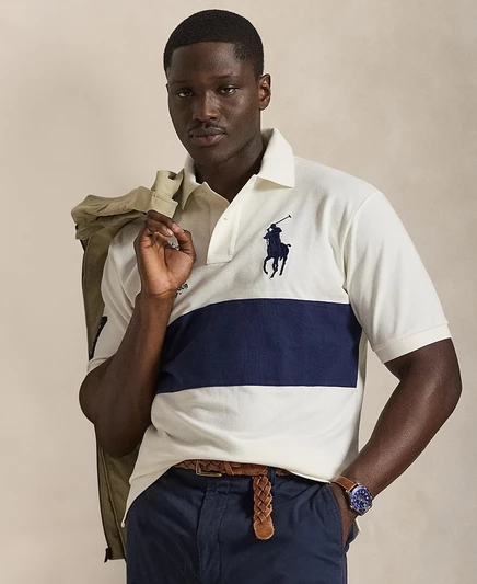 Мужская сетчатая рубашка-поло классического кроя Big & Tall от Polo Ralph Lauren белого цвета