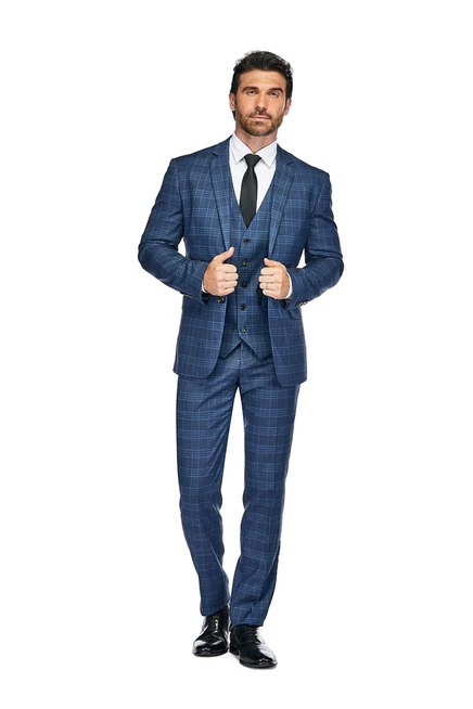 Мужской 3-предметный костюм Gino Vitale Slim Fit, синий в клетку