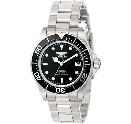 Мужские часы Invicta 8926OB Pro Diver с автоподзаводом и 3 стрелками с черным циферблатом серебристого цвета