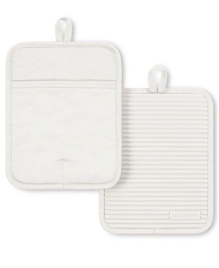 KitchenAid Ribbed Soft Silicone Pot Holder, Set of 2 white