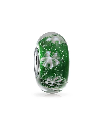 Бусина-шарм Bling Jewelry Snowflake муранское стекло, зеленая