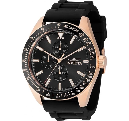 Мужские часы Invicta 38407 Aviator Quartz VH67 с черным циферблатом черные