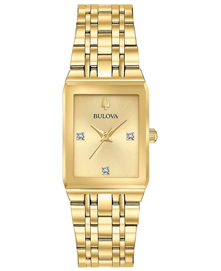 Женские часы Bulova Futuro с золотым браслетом из нержавеющей стали, украшенные бриллиантами, 20,5x31,5 мм