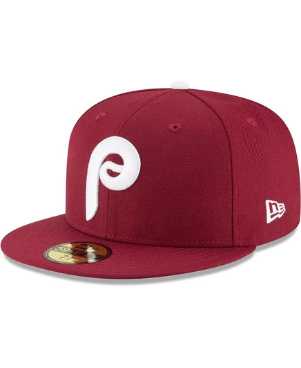Мужская приталенная шляпа New Era темно-бордового цвета из коллекции Philadelphia Phillies Cooperstown из шерсти 59-го размера, красная