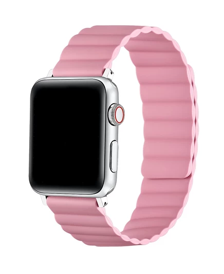 Шикарный технологичный магнитный силиконовый ремешок для Apple Watch pink