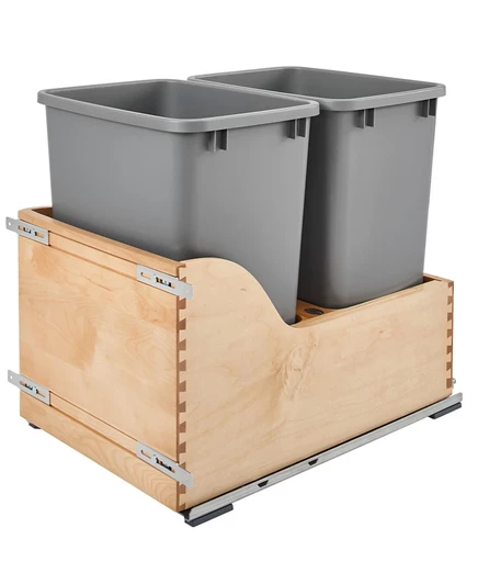 Выдвижной мусорный контейнер Rev-A-Shelf 2×33 л, коричневый