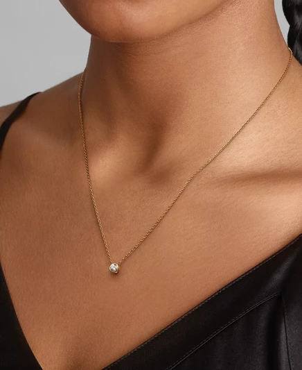 Женское колье Pandora Era 14K с лаб. бриллиантом, золотое