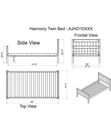Двуспальная кровать Alaterre Furniture Harmony с выдвижными ящиками для хранения серого цвета
