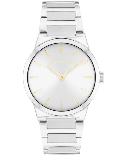 Женские часы-браслет Calvin Klein CK Linear Elegance серебристого цвета с браслетом из нержавеющей стали, 32 мм