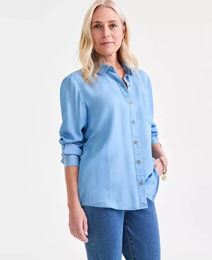  Женская рубашка на пуговицах от Chambray Perfect, эксклюзивно в Macy's anna wash