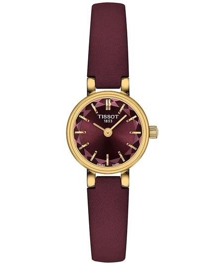 Женские круглые золотые часы Tissot из нержавеющей стали 19,5 мм фиолетового цвета
