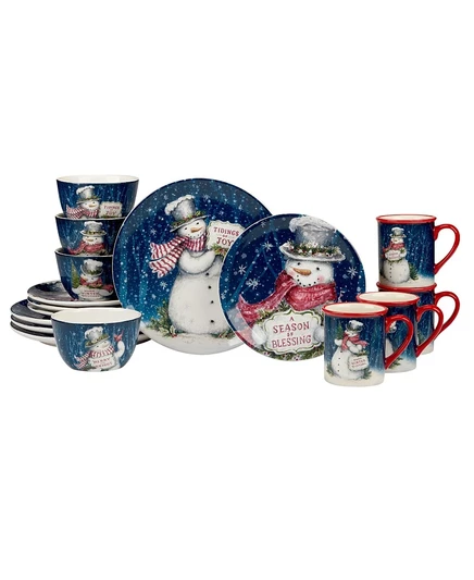 Столовый сервиз Certified International Snowman Greetings, 16 предметов, разноцветный