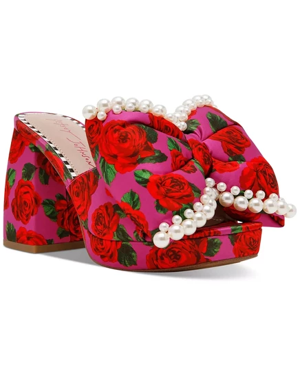  Женские босоножки на платформе с бантом и бисером Maccie fushia rose