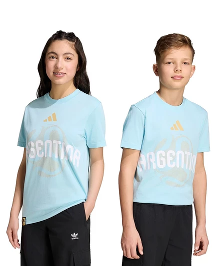 футболка с коротким рукавом adidas для больших мальчиков и больших девочек на Чемпионат мира по футболу FIFA 2026 в Аргентине, синяя